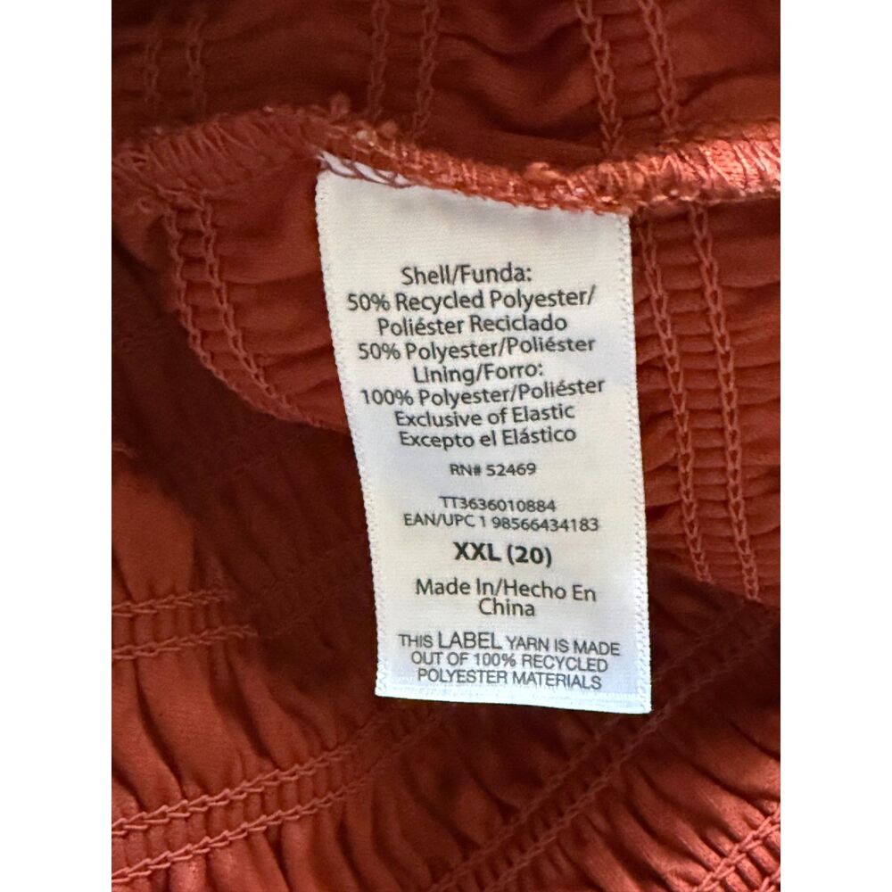 Time & Tru Smocked Mesh Top XXL 20W Red Rusty Bronze Ikat Print 3/4 Sleeve - Picture 5 of 6